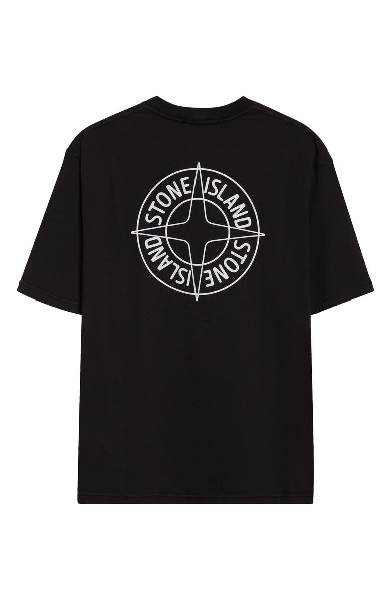 Stone Island Outline Compass Logo Organic Cotton Graphic T-Shirt, Alternate, color, Black