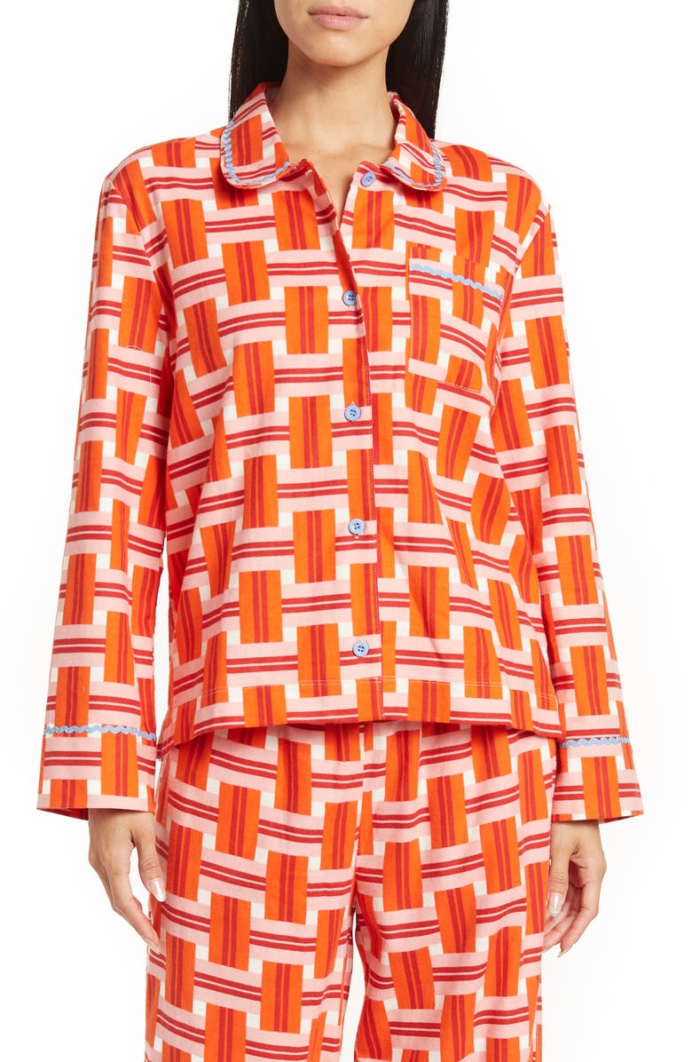 ban.do Basketweave Plaid Print Cotton Pajama Top, Main, color,