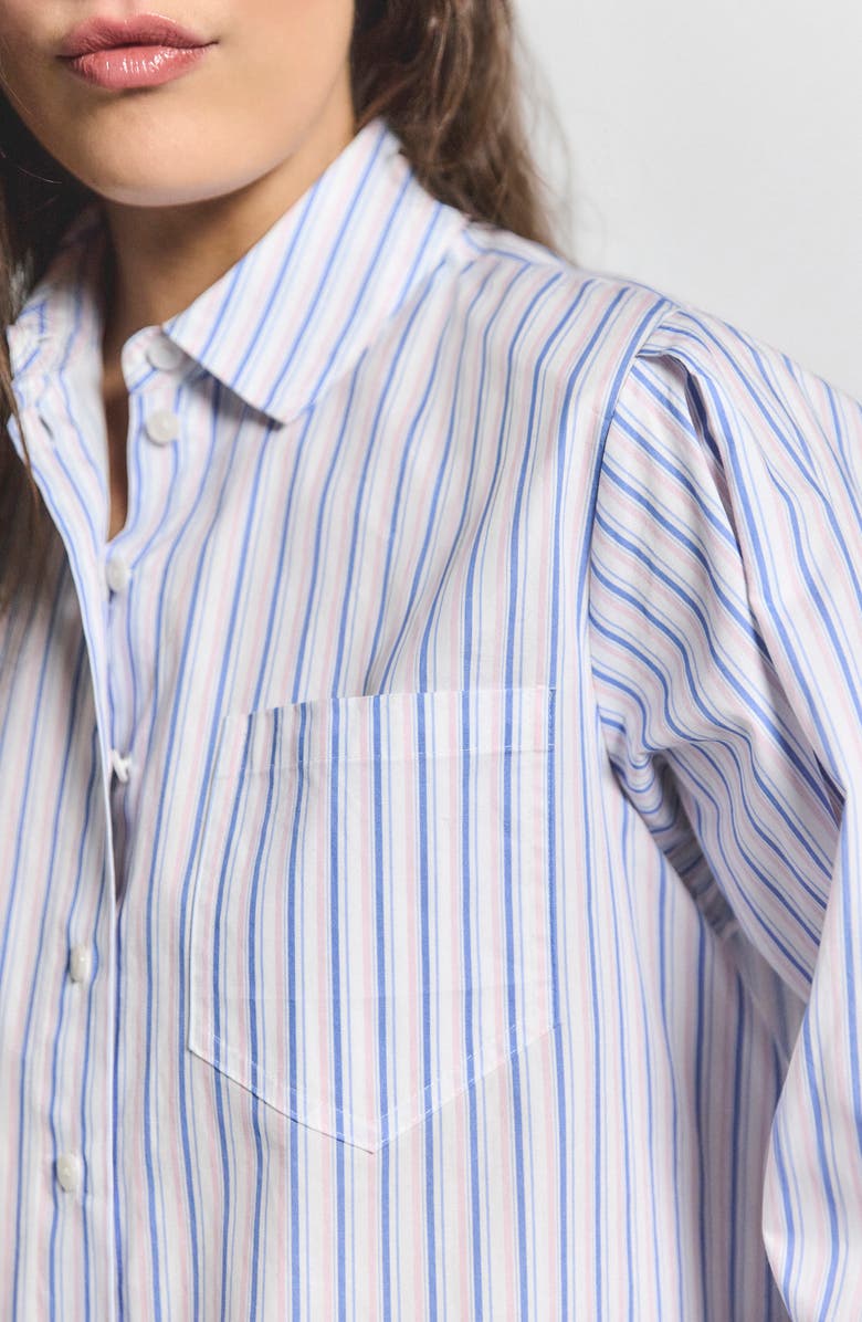 Derek Lam 10 Crosby Estrella Stripe Crop Cotton Button-Up Shirt, Alternate, color, Blue Multi