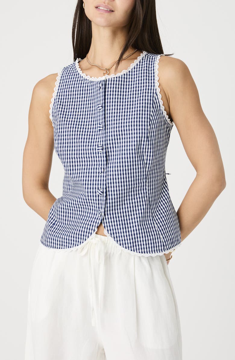 French Connection Gingham Cotton Poplin Vest, Main, color,