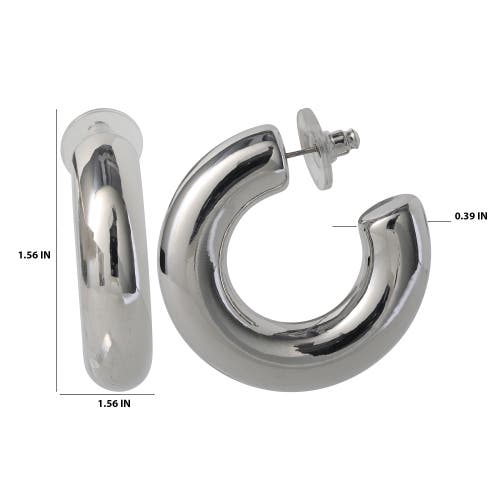 Bcbg Chunky Silver-tone Hoop Earrings In Silver