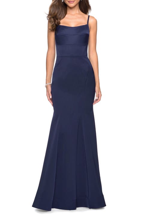 Fitted Long Dress with Seams and Large Gold Zipper