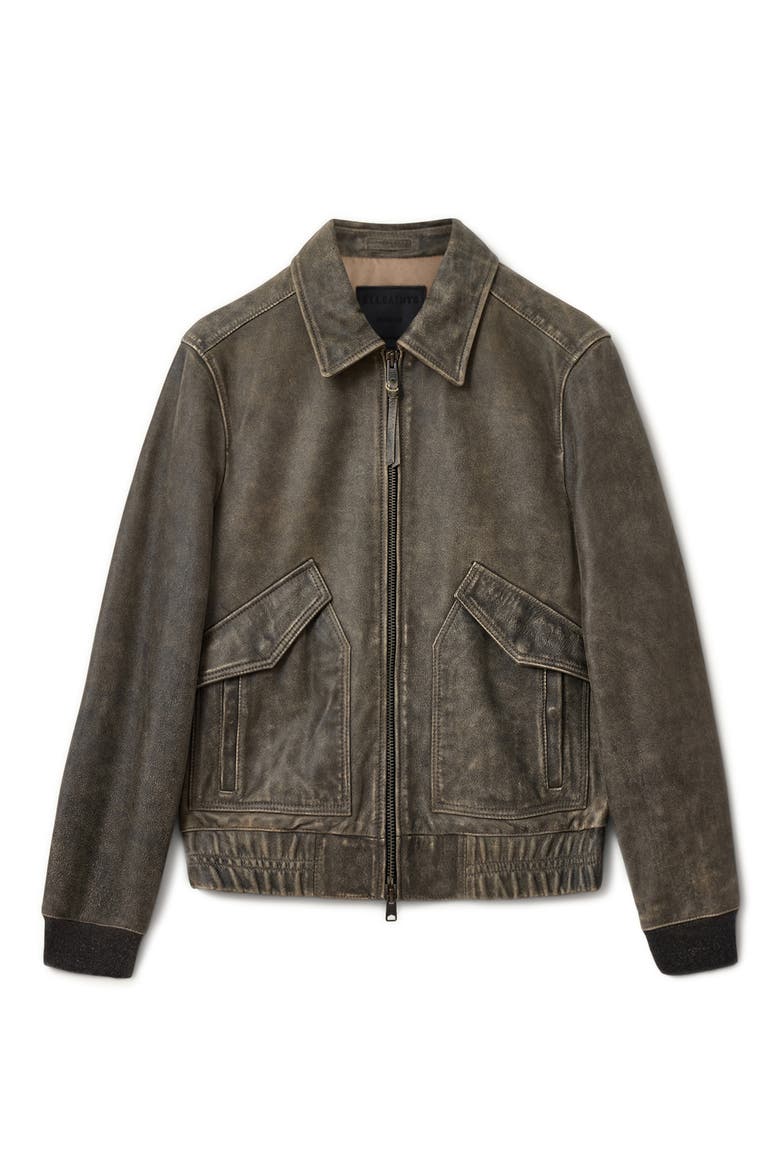 Marland Leather Aviator Jacket, Alternate, color, BLACK BEIGE