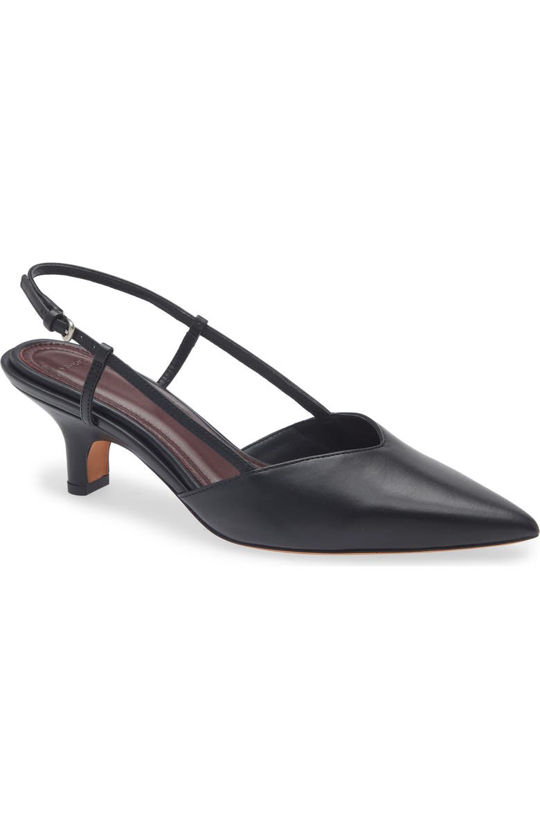 Vince Levvy Slingback Pointed Toe Kitten Heel Pump, Main, color, Black