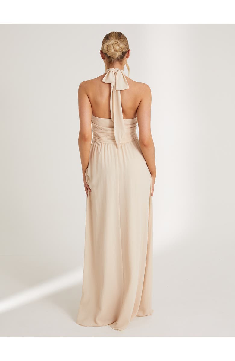 Six Stories Halter Neck Chiffon Bridesmaid Dress, Alternate, color, Cream