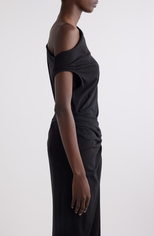 Dries Van Noten Off-the-shoulder Draped Cotton-jersey Top In Black