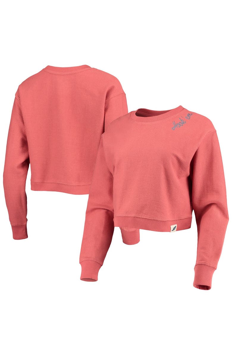 LEAGUE COLLEGIATE WEAR Women's League Collegiate Wear Texas Orange Texas Longhorns Corded Timber Cropped Pullover Sweatshirt, Main, color, 