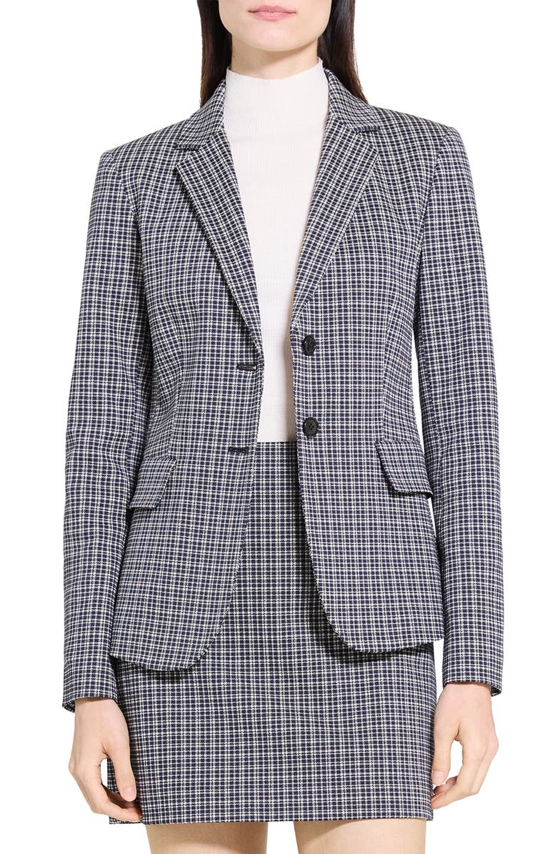 Theory Carissa Plaid Blazer, Main, color, Almond Multi