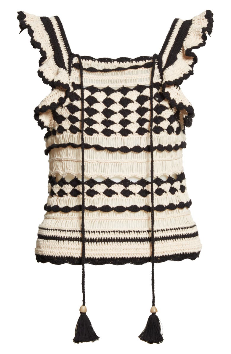 Zimmermann Mixed Stitch Ruffle Cotton Tank, Alternate, color, 