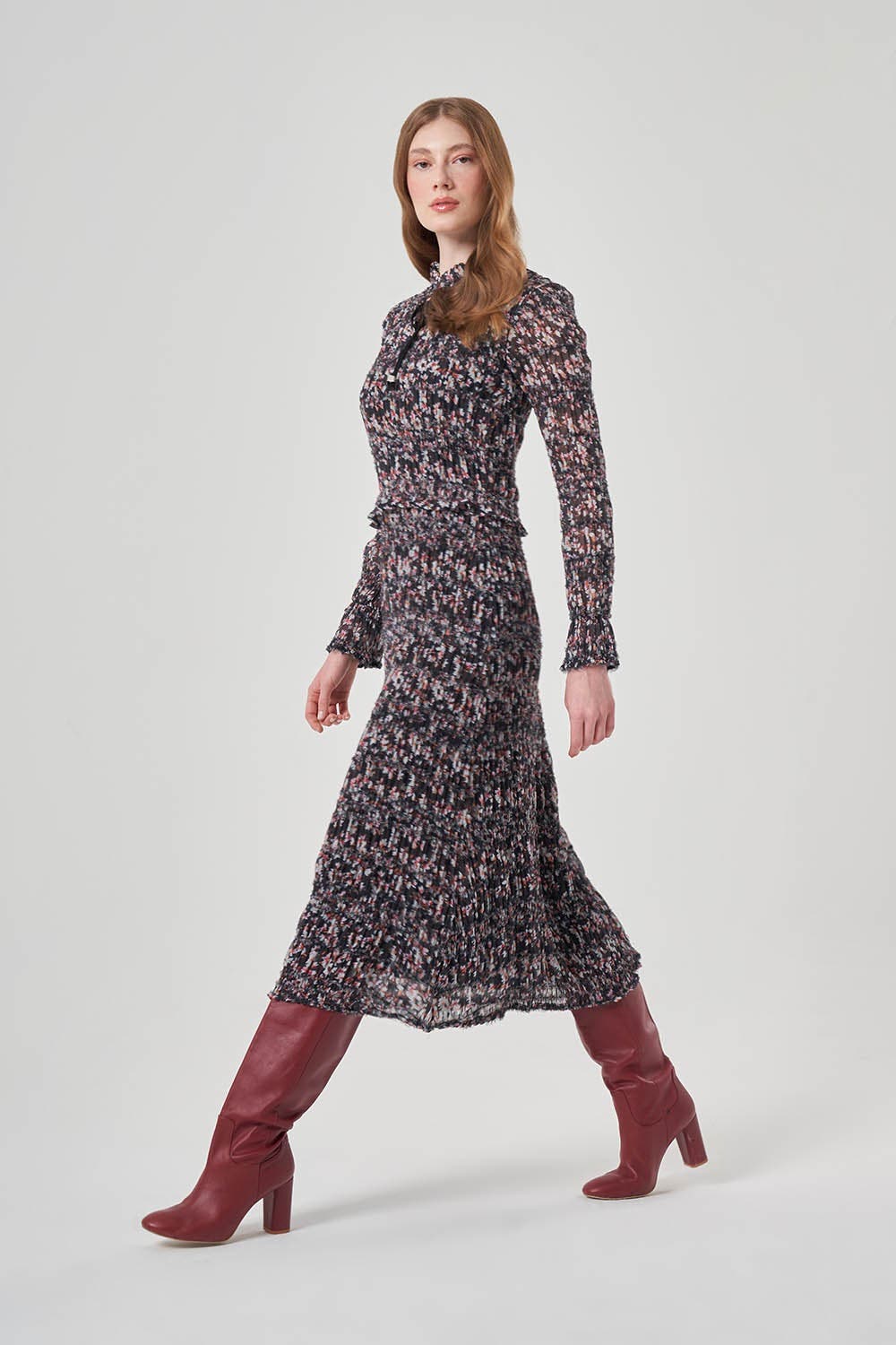 Patterned Crochetate Midi Dress - Mix - image 2