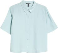 Eileen Fisher Short Sleeve Organic Linen Button-Up Shirt