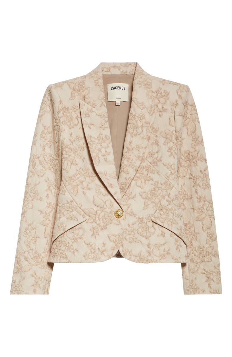 L'AGENCE Jennah Crinkled Cotton Twill Blazer, Alternate, color, Neutral Crinkle Twill