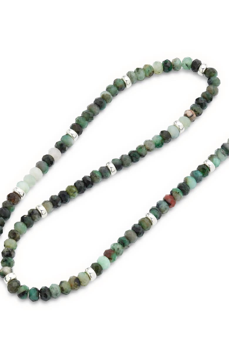 Gemstone Beaded Necklace With Sterling Silver Lobster Closure, Alternate, color, EMERALD