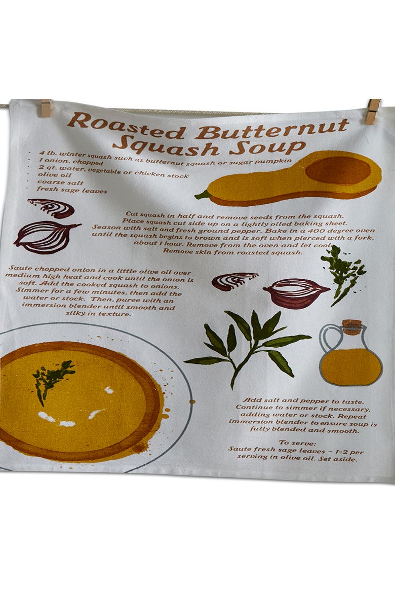 Butternut Squash Kitchen Towel Set of Two Multicolor Cotton, Main, color, White