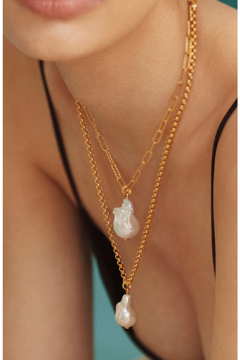 Large Baroque Pearl Pendant Charm, Alternate, color, 18CT GOLD VERMEIL/SILVER