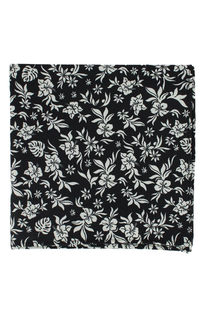 Trafalgar Oleander Floral and Vine Patterned Handkerchief, Alternate, color, Black