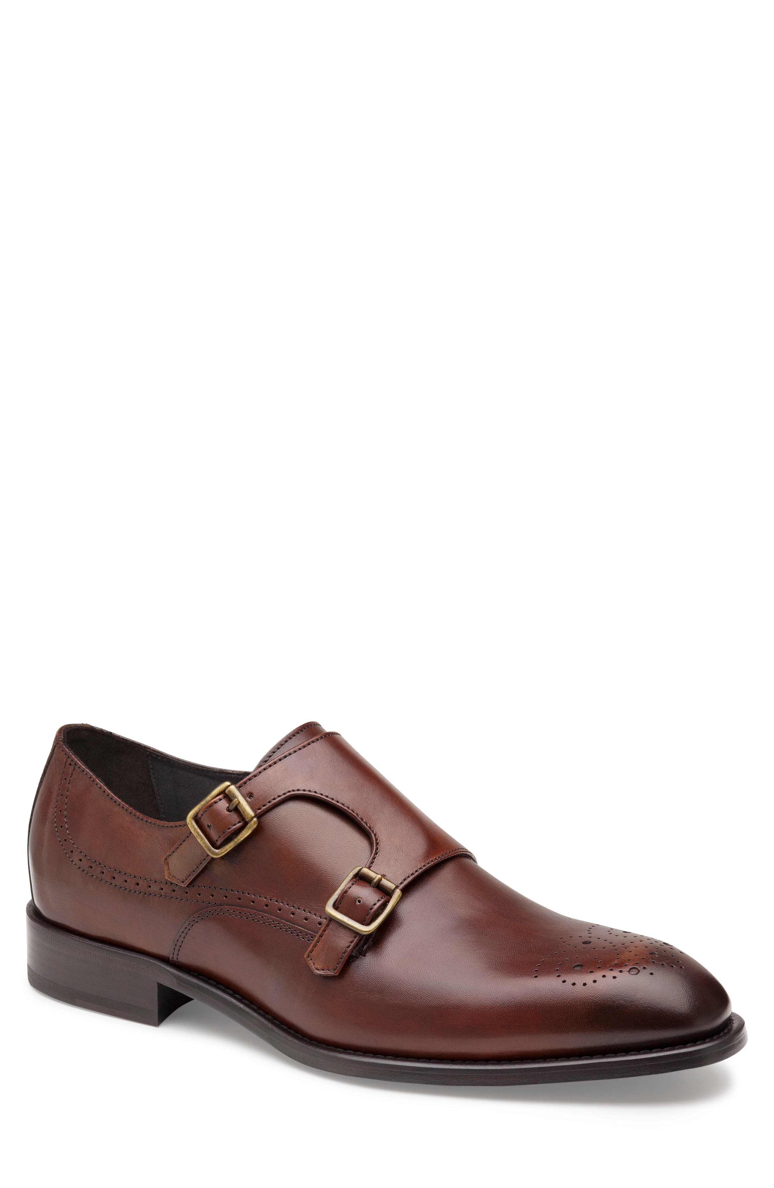 Johnston & Murphy Ellsworth Double Monk Strap Shoe, Main, color, BROWN
