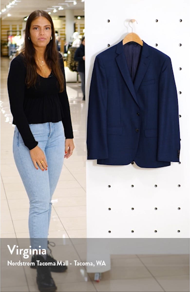 Huge Trim Fit Solid Wool Blazer, sales video thumbnail