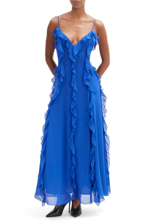 Veris Ruffle Chiffon Maxi Dress