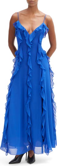 Veris Ruffle Chiffon Maxi Dress