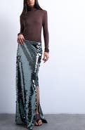 Topshop Sequin Column Maxi Skirt