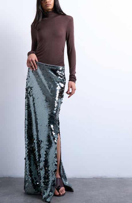Topshop Sequin Column Maxi Skirt