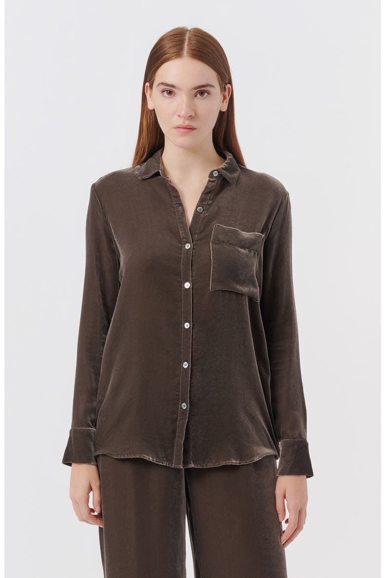 Velvet Boyfriend Shirt, Alternate, color, TRUFFLE GREY