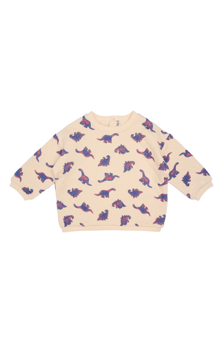 PL Baby by Petit Lem Dino Sweatshirt, Joggers & Socks Set, Alternate, color, Dark Blue Dinos