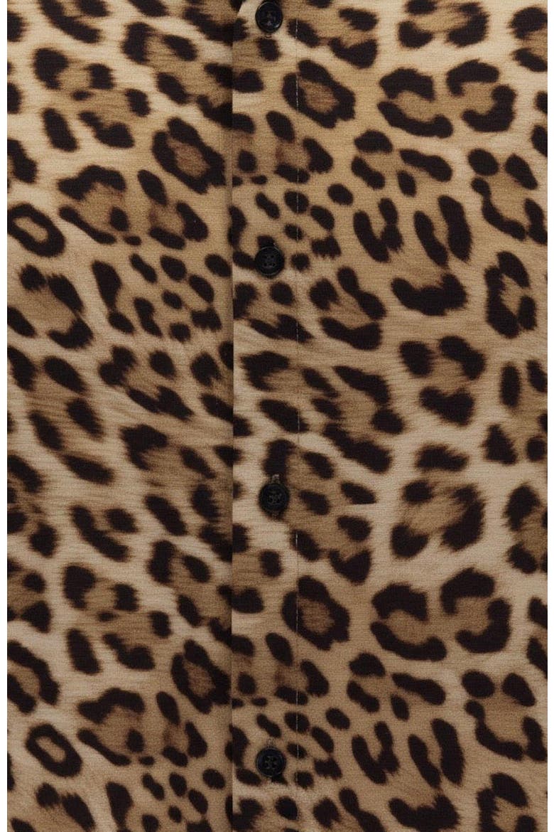 Leopard Mens Merino Wool Button-up Shirt, Alternate, color, LEOPARD BROWN