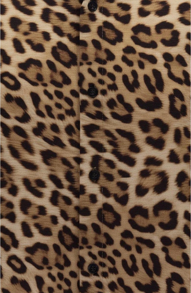 Lords of Harlech Leopard Mens Merino Wool Button-up Shirt, Alternate, color, Leopard Brown