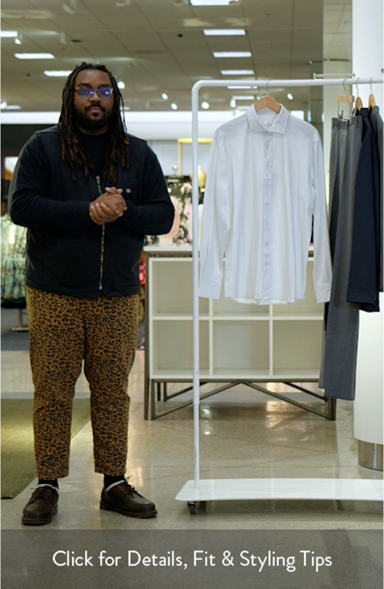 4Flex Stretch Modern Fit Geometric Print Knit Dress Shirt, sales video thumbnail