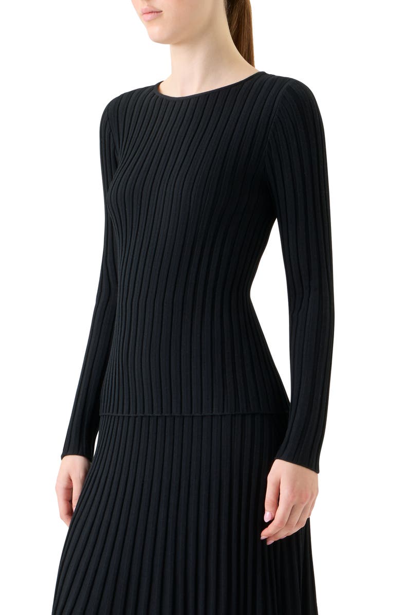 Akris punto Reversed Virgin Wool Rib Sweater, Alternate, color, Black