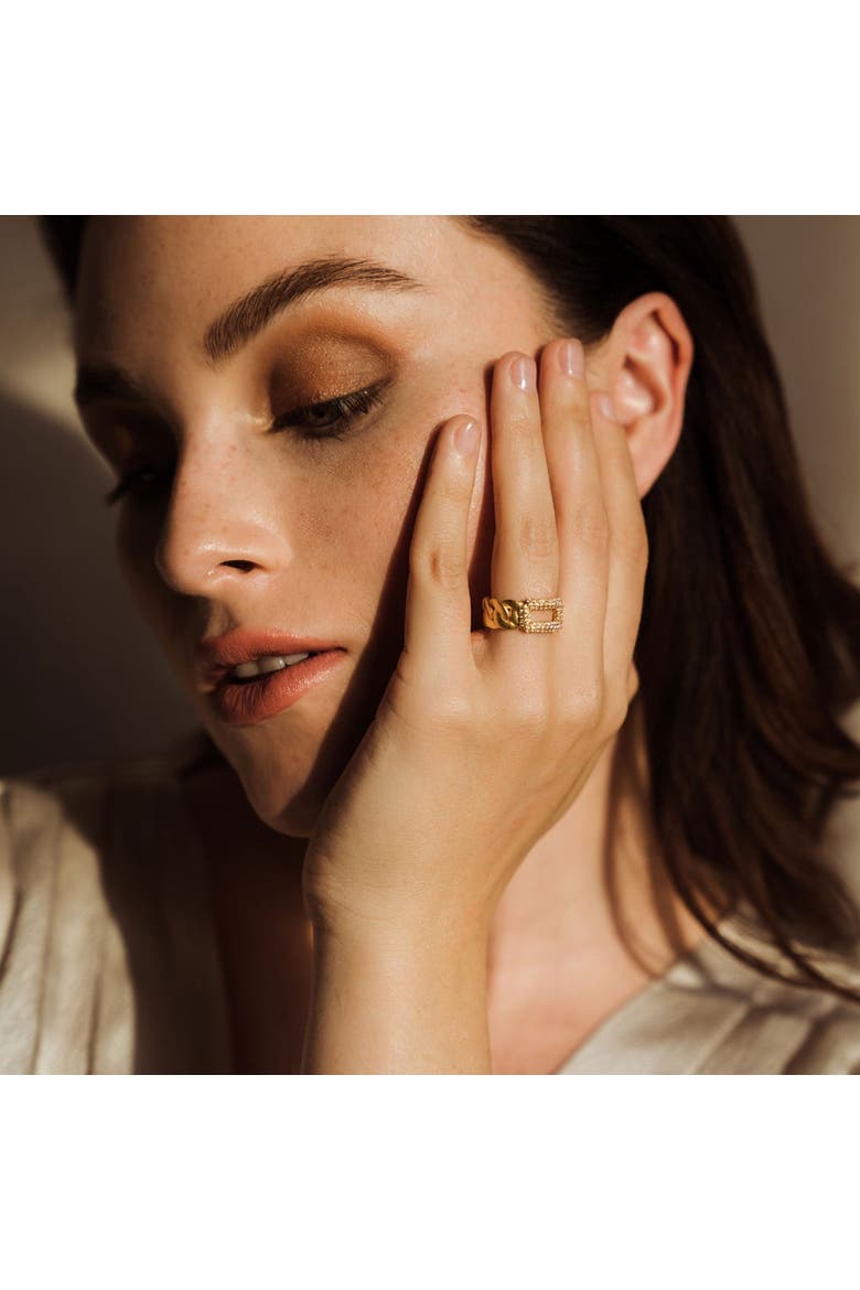 Rectangular Cuban Ring, Alternate, color, Yellow Gold