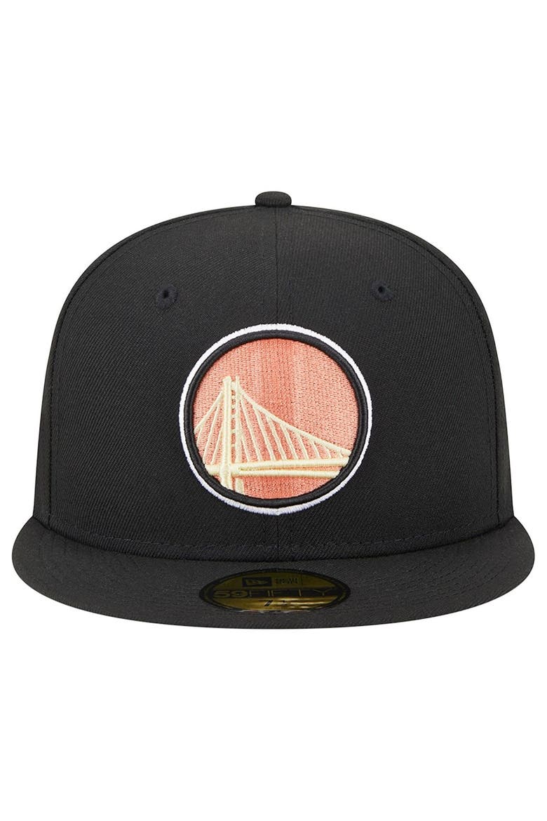 Men's New Era Black Golden State Warriors Floral Side 59FIFTY Fitted Hat, Alternate, color, Black