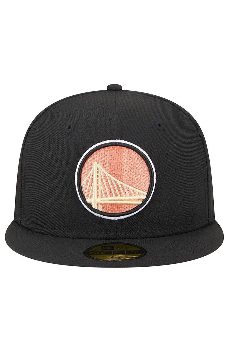 New Era Men's New Era Black Golden State Warriors Floral Side 59FIFTY Fitted Hat, Alternate, color,