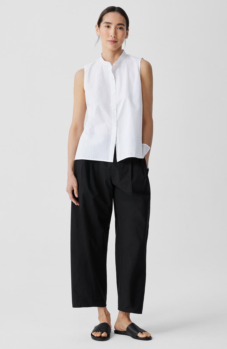 Eileen Fisher Band Collar Sleeveless Organic Cotton Shirt, Alternate, color, 