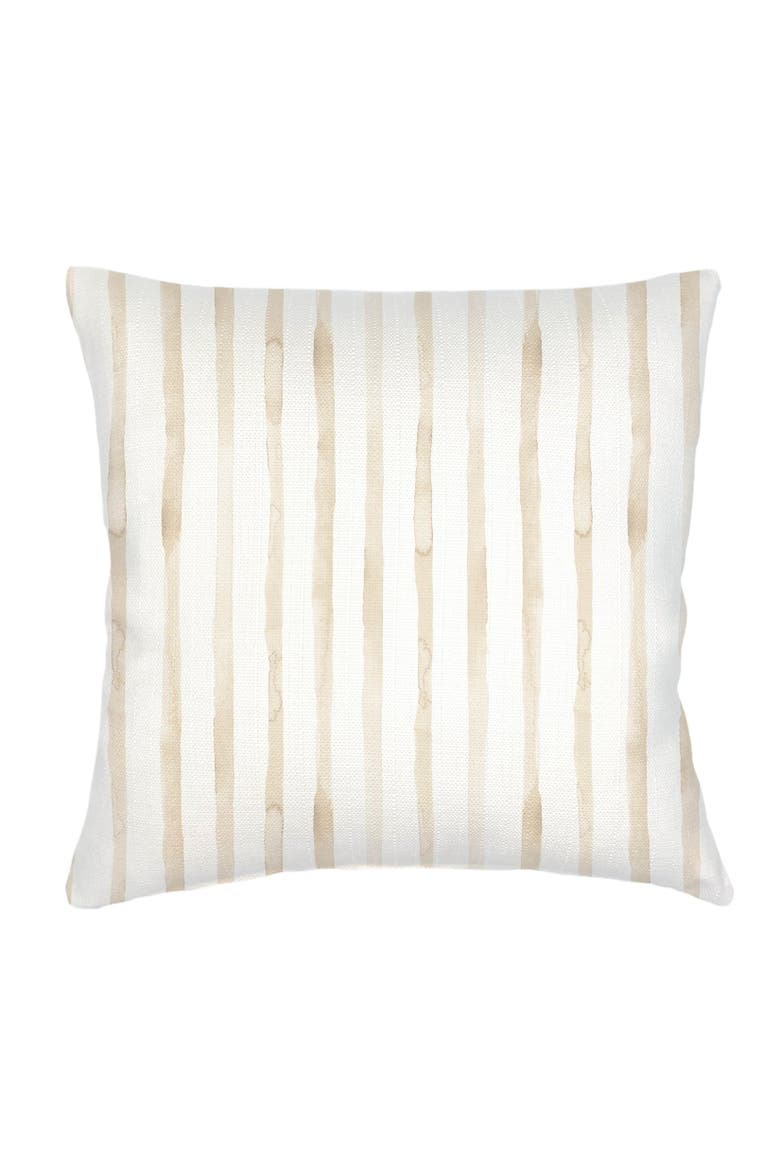 Riviera Striped Linen Pillow with Down Alternative Insert, Main, color, Beige