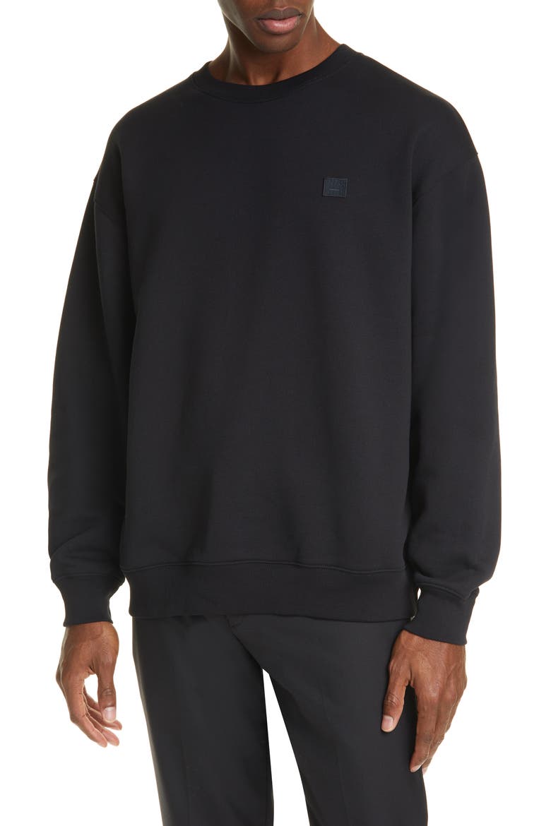 Forba Face Patch Crewneck Sweater, Main, color, BLACK