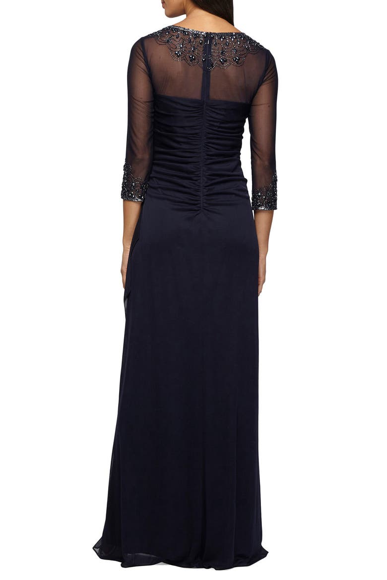 Embellished Chiffon Evening Gown, Alternate, color, DARK NAVY