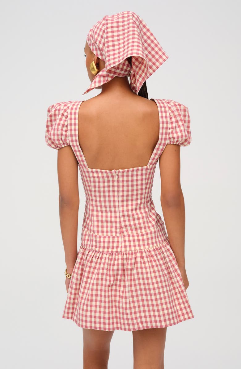 For Love & Lemons Georgia Gingham Short Sleeve Minidrss, Alternate, color, Mauve