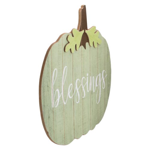 Northlight 20in Blessings Pumpkin Wooden Wall Decor In Green