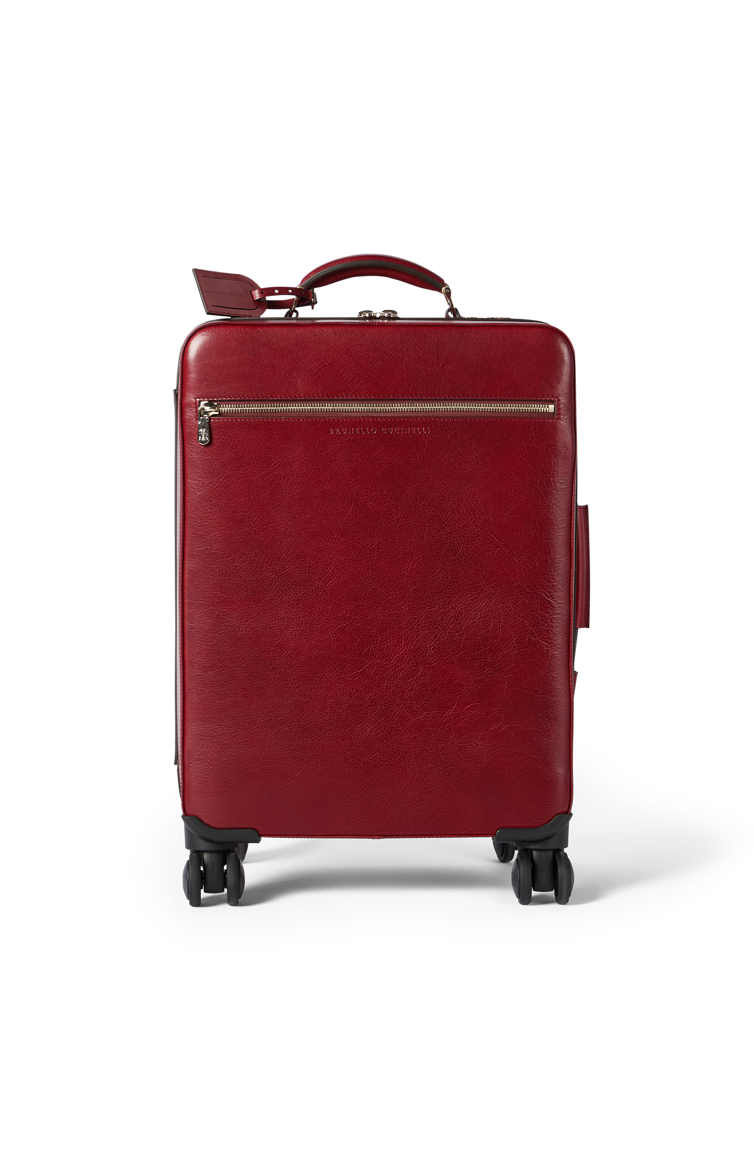 Brunello Cucinelli Burnished calfskin suitcase, Main, color, Terracotta
