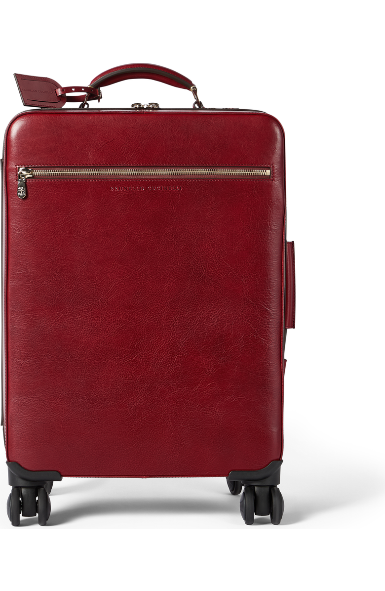Brunello Cucinelli Burnished calfskin suitcase, Main, color, Terracotta