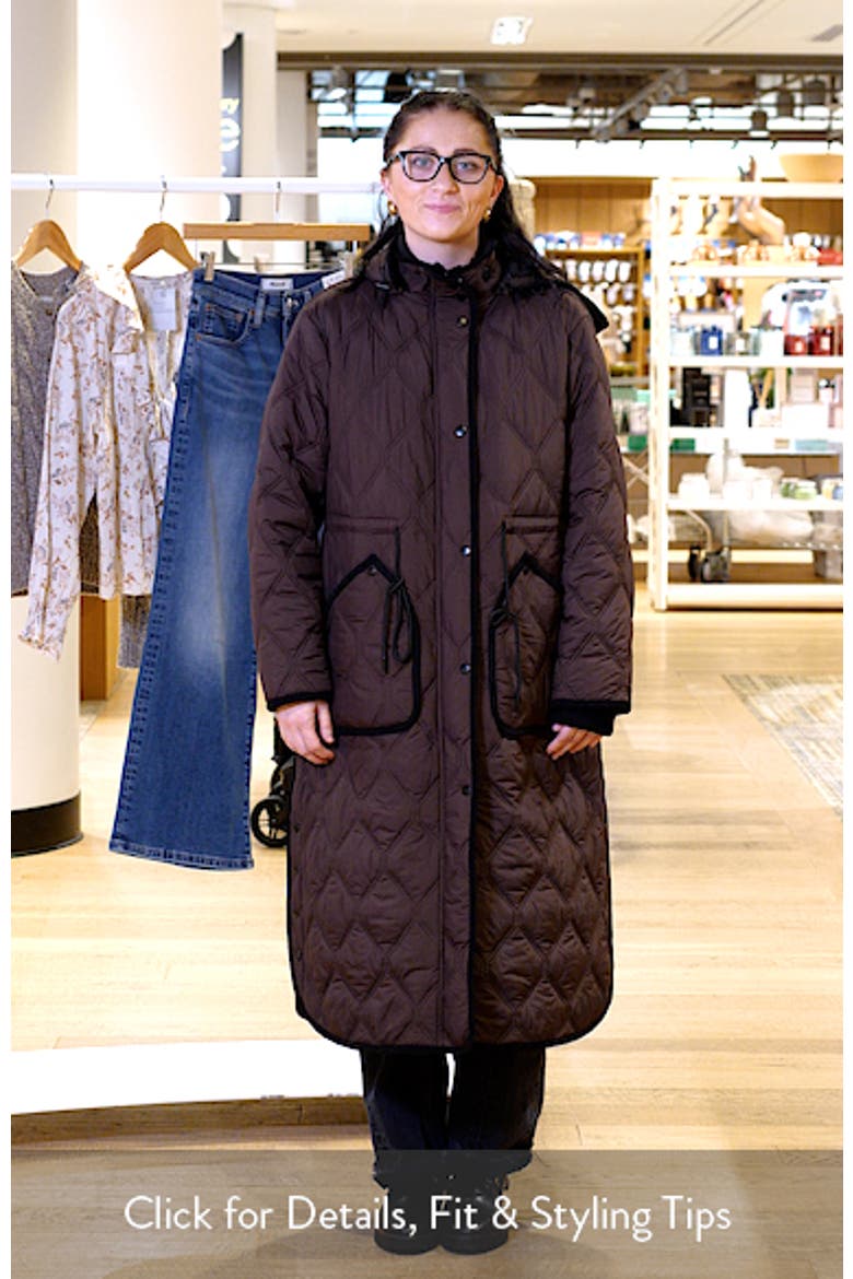 Hooded Diamond Quilted Long Coat video