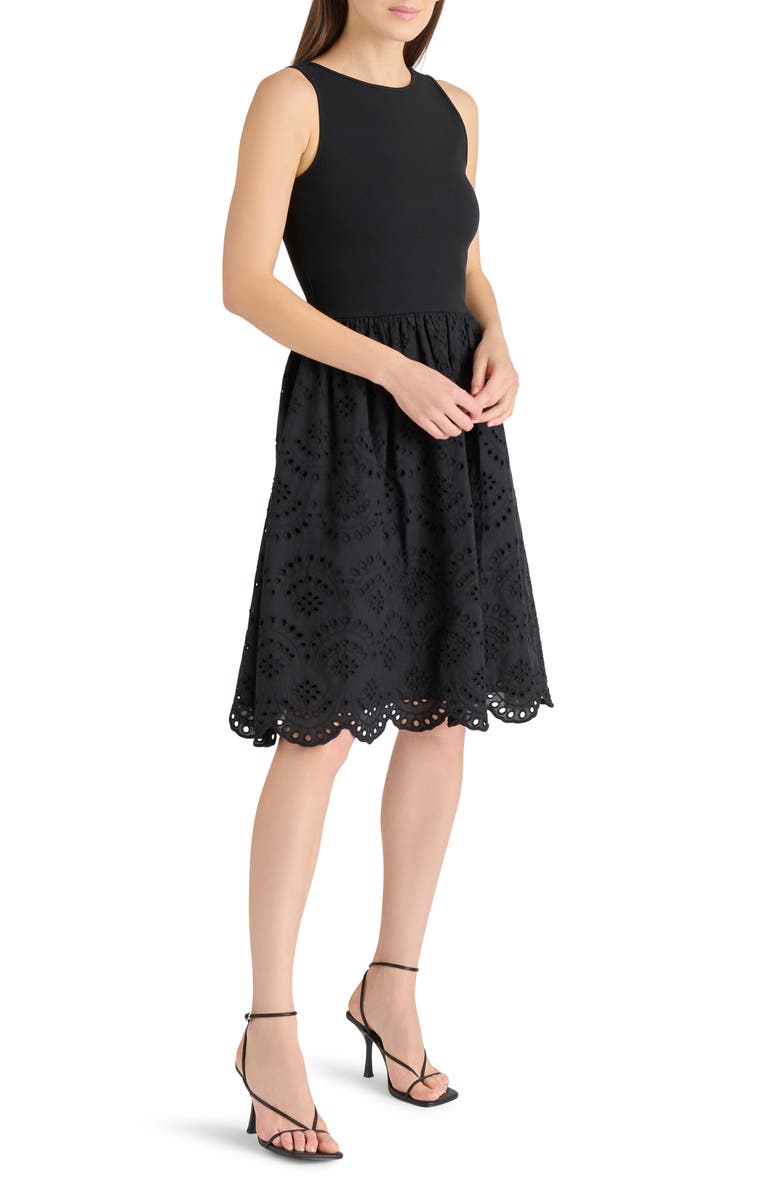 Steve Madden Julian Mixed Media Cotton Dress, Alternate, color, 