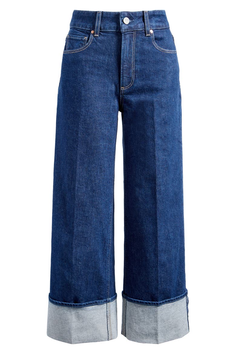 Sasha Cuffed High Waist Ankle Wide Leg Jeans, Alternate, color, CASA