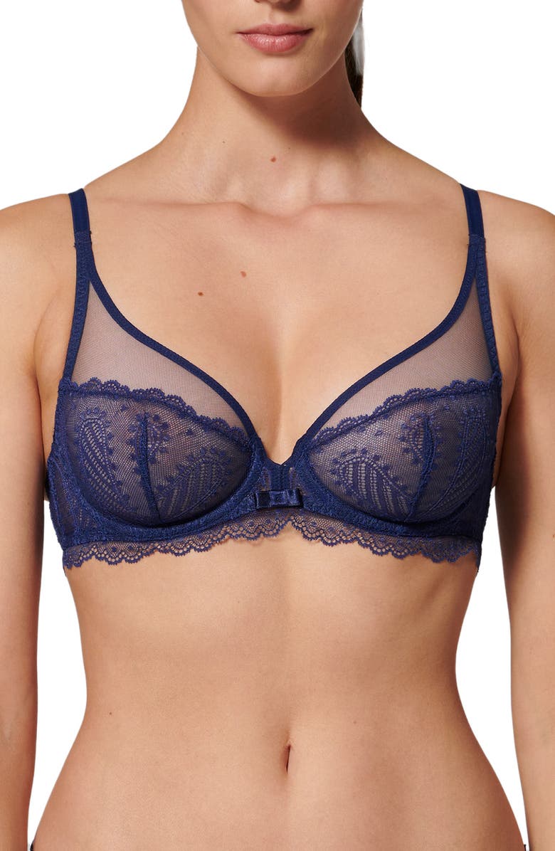 Simone Perele Canopee Underwire Plunge Bra, Main, color, Midnight