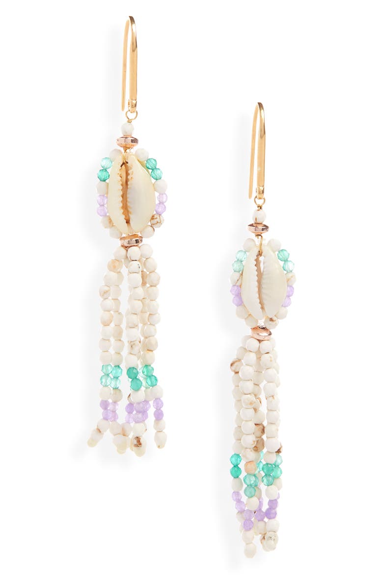 Malebo Beaded Drop Earrings, Main, color, ECRU