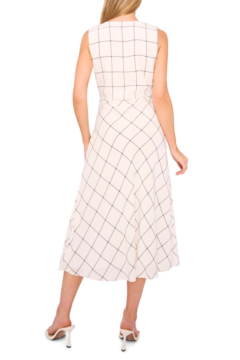Windowpane Check Faux Wrap Dress, Alternate, color, NEW IVORY