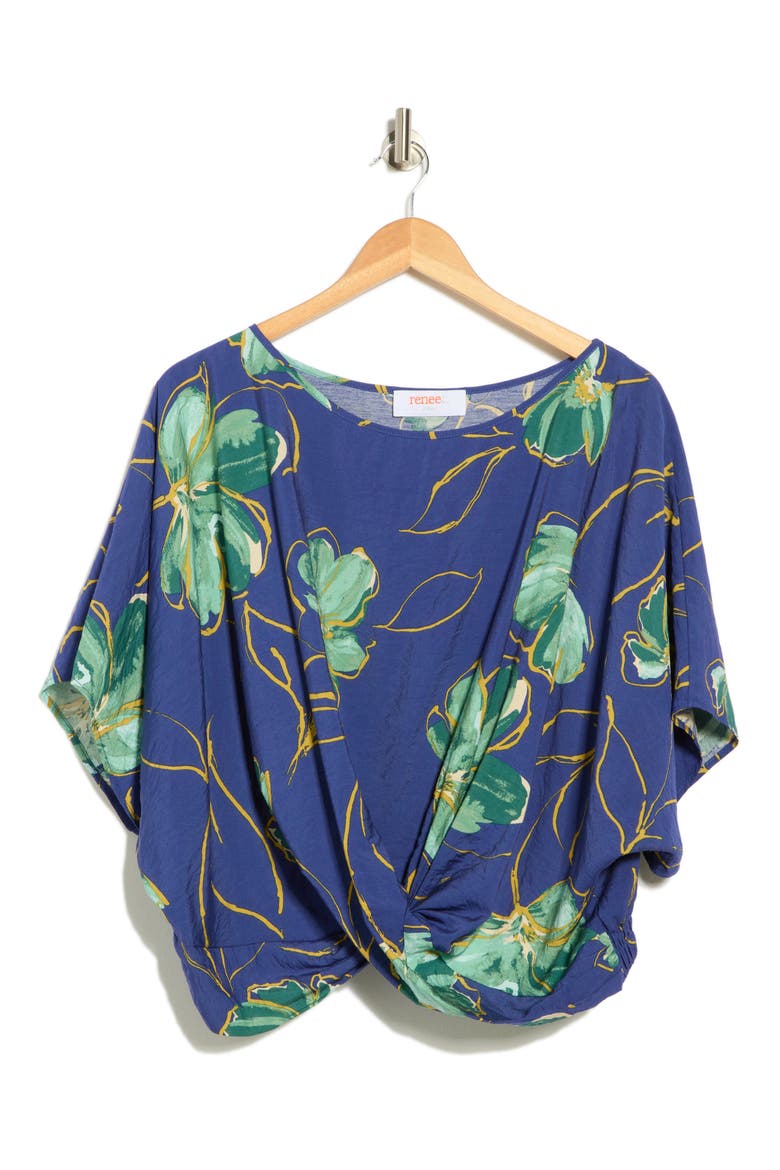 Floral Crossover Top, Alternate, color, ROYAL